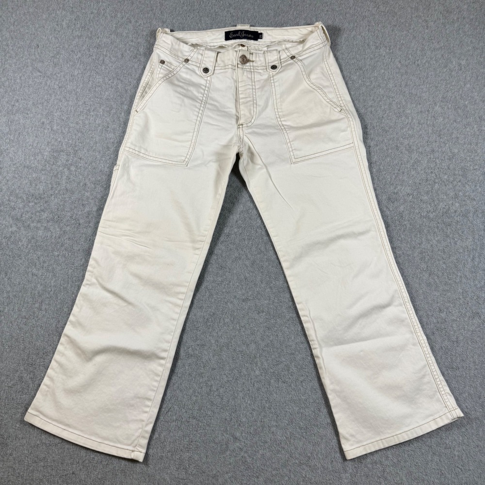 Y2K Earl Jean Capri Pants Women White Low Rise Size (25)